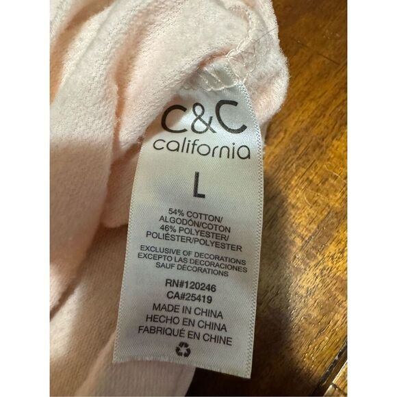 C & C California Floral Graphic Long Sleeve Light Pink Top Size Large - Picture 5 of 7
